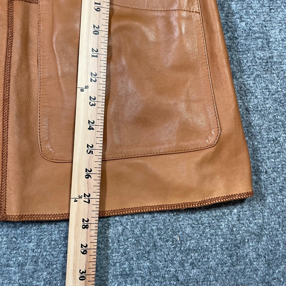 Vera Pelle Reversible Leather Suede Jacket Womens 16 Tan Cognac Made in Italy - Picture 6 of 9